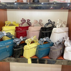 Wow Lp Lunch Box <b>Bag</b> Crocodile Pattern Genuine Leather Zipper <b>Small</b> Square Shoulder <b>Bag</b> For Women - Product Image 2