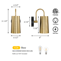 Lámpara de Pared de Estilo Vintage para Pasillo, Aplique de Pared Interior de Oro Cepillado para el Hogar