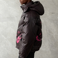Veste doudoune matelassée coupe-vent à capuche, personnalisée OEM, imprimée à l'encre thermochromique, style streetwear vintage, épaisse, à changement de couleur pour l'hiver