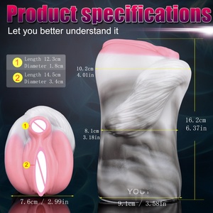Masturbador Masculino de Doble Canal YOCY, Vagina Artificial de Silicona con Forma de Vagina y Ano de Caballo, Masturbador Masculino de Bolsillo - Product Image 2