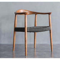 Chaise de salle à manger commerciale en bois nordique avec corde, chaise moderne en rotin Oka pour restaurant, café, hôtel
