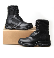 Bottes d'entraînement de combat chaudes en laine d'hiver, bottes en cuir à embout en acier, protection unisexe, forces spéciales, absorption des chocs, antidérapantes