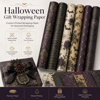 Papier cadeau jetable personnalisé imprimé style classique en kraft écologique avec gaufrage doré pour emballage de cadeaux d'Halloween et de fêtes