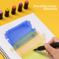 Vente en gros 24/36/60-Color Set Double-Head Oily Aquarelle Noir Rod Marqueurs Tissu Sac Cadeau Boîte Carré Rod Art Pen Noir Blanc
