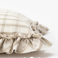 Housse de coussin personnalisée, dernière collection, motif à carreaux beige, taie d'oreiller design vintage pour canapé, housse de coussin pour canapé, décoration intérieure avec volants