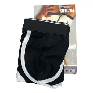 Fozter Emoxion XXL Boxers pour hommes taille mi-haute en coton-soie respirant style classique avec logo à la ceinture, sous-vêtements tricotés grande taille - Product Image 3