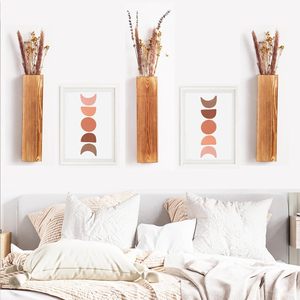 Macetas de pared de madera decorativas para jarrones de pared de madera de plantas artificiales para sala de estar, dormitorio, baño, decoración de apartamento - Product Image 3