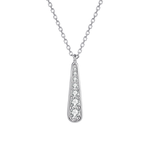 Jewelry Wholesaler Minimalist 925 Sterling Silver Rhodium Plated <b>Long</b> Teardrop Pave CZ Pendant <b>Necklace</b> Wedding Party Jewelry - Product Image 1