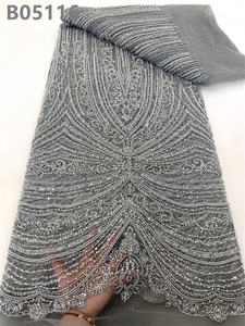 CHOCOO, superventas, cuentas de lujo africanas, tela de encaje de lentejuelas, tela de encaje con cuentas amarillas bordadas de lentejuelas - Product Image 2