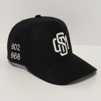 Casquette de baseball en daim à 5 panneaux avec technologie de broderie 3D, logo personnalisable, vente directe d'usine et vente en gros