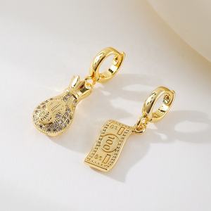 लक्जरी सोने की संपत्ति थीम पेंडेंट गहने-डॉलर साइन और मनी बैग क्लिप महिलाओं के लिए हीरे-ट्रेंडी गहने - Product Image 2