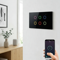 Interruptores de Luz Inteligentes AU, Interruptor de Pared WiFi de 6 Canales con Panel Táctil de Vidrio Blanco, Compatible con 2 y 3 Vías para Actualizar Interruptores Normales