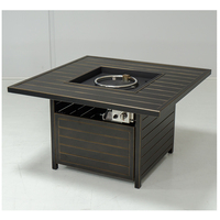 Table de foyer à gaz d'extérieur, support de luxe, ensemble de table de foyer portable en acier inoxydable, mobilier de jardin d'extérieur