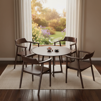 Table à manger moderne de luxe en bois massif, petite table ronde en pin durable pour balcon et loisirs