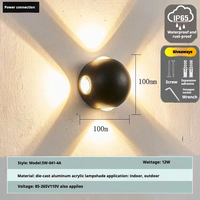 Applique murale LED moderne pour l'extérieur et l'intérieur IP65 de haut en bas Lampe murale étanche pour la décoration intérieure Monté sur le jardin