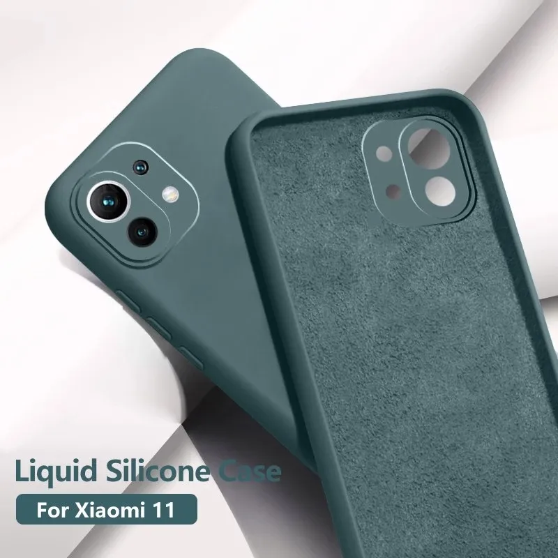 Original Liquid Silicone Case For Xiaomi Mi 11 Lite Pro Mi 10T Pro Ultra Shockproof Soft Cover For RedMi Note 8 9S 10 Pro