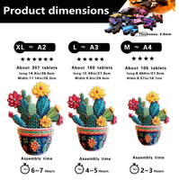 Nouveau puzzle en MDF Art Déco de 160 pièces en forme de cactus fleuri coloré, décoration intérieure et cadeau unique pour les passionnés de plantes et de puzzles