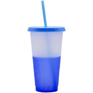 16oz 24oz reutilizable, taza de café de plastico sin tapa color tazas con <span class=keywords><strong>tapas</strong></span> y pajitas - Product Image 2