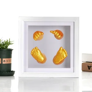 Hot sell Home Decoration customized picture photo frame MDF DIY Shadow Box Photo Frame for Baby Hand and foot model