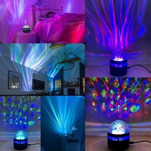 Projecteur LED intelligent RGB avec télécommande, effet ciel étoilé, vagues océaniques, lampe KTV USB, lumières de Noël, rotation automatique, pour la maison, la chambre, en métal - Product Image 2