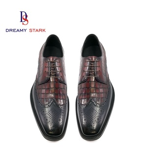 Chaussures habillées Oxford confortables pour hommes, en cuir véritable de haute qualité, faites à la main, avec deux motifs gaufrés, logo personnalisé, marque originale, collection automne - Product Image 2