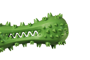 Juguetes OEM para golosinas para mascotas, producto más vendido en dispensador de comedero lento para mascotas, hueso retráctil con fugas, diseño personalizado, duradero, TPR - Product Image 3