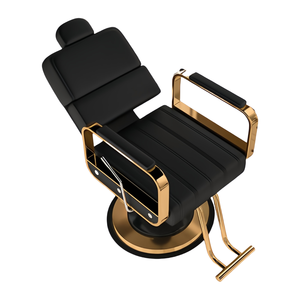 Chaise de <span class=keywords><strong>coiffeur</strong></span> professionnelle en cuir inclinable et réglable, rotation à 360 degrés, pour salon de beauté, salon de coiffure, luxe doré - Product Image 1