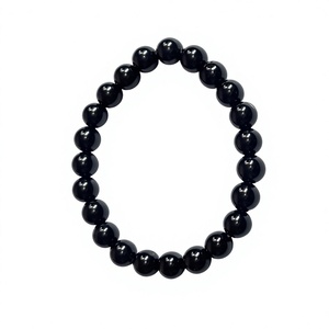 Hari OM Creations กำไลลูกปัดโอนิกซ์สีดำคลาสสิกขนาด8มม. ทรงกลมเครื่องประดับ unisex เครื่องประดับแฟชั่นกำไลของขวัญ - Product Image 1