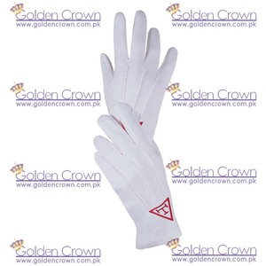 ถุงมือผ้าฝ้ายเมโซนิครอยัลอาร์ชพร้อมโลโก้ปักสวยงามสีแดง - Product Image 6