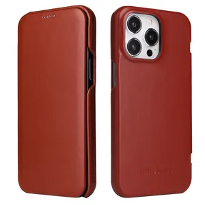 Étuis de téléphone en cuir véritable pour hommes, fins, antichoc, pour <span class=keywords><strong>iPhone</strong></span> 17 16 15 14 <span class=keywords><strong>13</strong></span>, vente en gros - Product Image 1