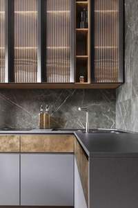 Cuisine moderne de petite maison, nouvelle conception, rénovation, espace cuisine ouverte, comptoir en pierre de quartz personnalisé, armoires de cuisine - Product Image 5