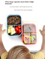 Boîte à bento en silicone 700 ml 1300 ml, 3 compartiments, étanche, passe au micro-ondes et au lave-vaisselle, réutilisable, pour adultes et enfants