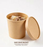 Seau à soupe en papier kraft à paroi simple, jetable et recyclable, motif personnalisé, pour distributeur de nourriture, achat en gros