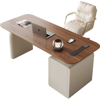 Bureau modulaire moderne, style crème, bureau à domicile, écriture, éclairage sur ordinateur, bureau en bois de luxe avec rangement