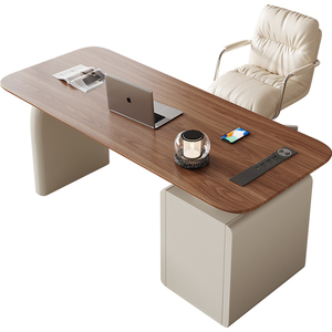 Escritorio Modular Moderno Estilo Crema Estudio en Casa Escritura Computadora Escritorio Luz Lujo Madera Escritorio de Oficina con Almacenamiento - Product Image 5