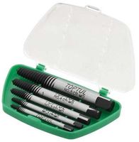 Ensemble d'extracteurs de vis TOPTUL JGAW0501 de 5 pièces - Acier allié au chrome-molybdène traité thermiquement, conception en spirale gauche, pour retirer les vis carrées