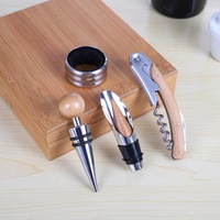 Ensemble de boîte-cadeau en bois d'accessoires à vin personnalisés, ensemble d'ouvre-bouteille de vin, tire-bouchon