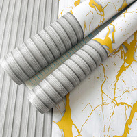 Papier peint auto-adhésif, marbre veiné doré, panneau cannelé 3D, décoratif, autocollant mural à coller et à décoller pour la décoration intérieure de la pièce