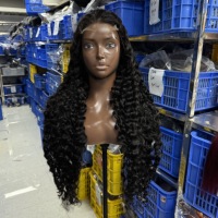 Wig Keriting Burma Alami Grosir, Wig Rambut Manusia Keriting Burma dengan Kepadatan 300% dan Lace Transparan, Wig Vietnam Asli 100% Mentah