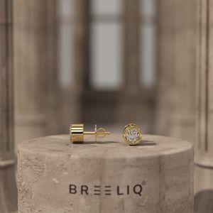 Pendientes de Diamantes Redondos VVS2 Color G, Cultivados en Laboratorio, Oro Sólido de 14k, Engaste de Puntas, Joyería Fina Clásica y Minimalista para Mujer - Product Image 1