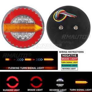 4 pièces Feux arrière LED ronds 24V pour remorques, clignotants séquentiels dynamiques, feux de freinage et de recul pour camions, tracteurs, remorques et fourgons - Product Image 5