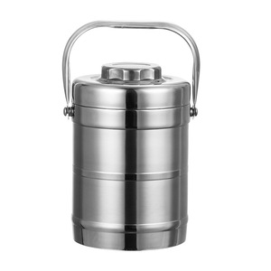Double Layer Stainless Steel <b>Lunch</b> <b>Box</b> Drum Shaped <b>Insulated</b> Portable Sealed 1.4L For Students Adults Elderly - Product Image 1