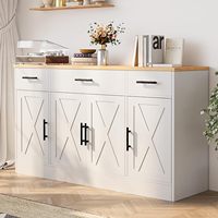 Buffet en bois de luxe avec rangement, table de bar à café de style campagnard avec tiroirs, 53 pouces, grand buffet moderne pour salle à manger