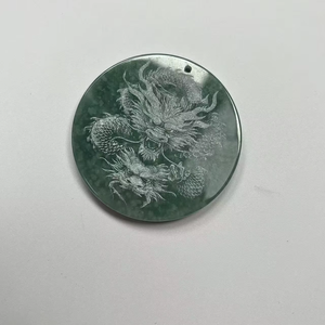 Pendentif pour homme en jade naturel, sculpture double dragon, charme protecteur vintage, véritable jade sculpté à la main, style bouddhiste tendance - Product Image 2