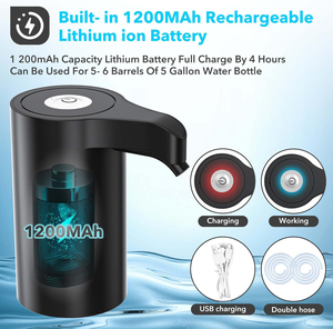 Distributeurs d'eau portables électriques automatiques miniatures pour bouteilles en plastique de 20 litres (5 gallons) USB – Idéal pour la maison et les appareils électroménagers - Product Image 5