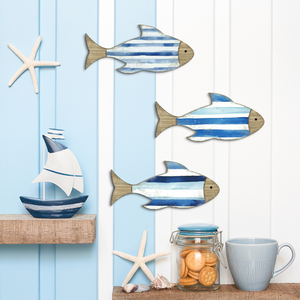 Juego de pared de peces de PVC Marine Life Ocean Breeze para decoración costera armonía subacuática peces de PVC arte de pared de 3 piezas - Product Image 1