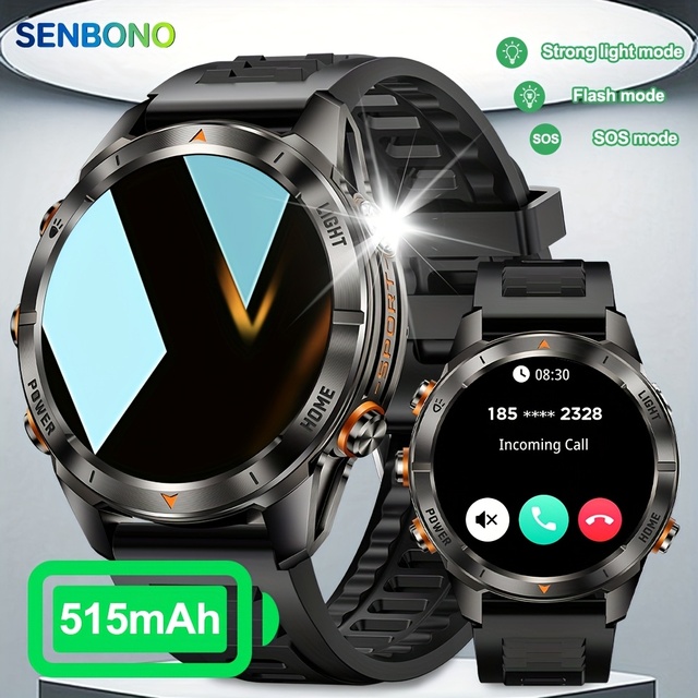 SENBONO New KT80 Men Smart Watch 1.46'' HD Large Screen 515mAh Large Battery Long Standby Dial Answer Call Sport SmartWatch Men