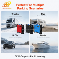 Chauffage diesel vertical OkyRie AX51V 5KW 12V/24V/220V tout-en-un avec télécommande LCD, chauffage rapide pour camion, camping-car, fourgonnette, bateau, SUV