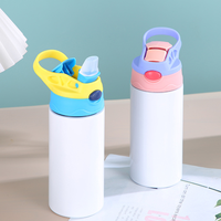 Botol minum anak-anak stainless steel vakum terisolasi 350ml dengan sedotan, insulasi termal 6-12 jam, siap sublimasi