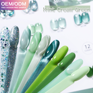 ZRKGEL Vert Printemps Série 12 Couleur Professionnel UV Nail Art Kits Bon Prix Sèche pour Cat Eye Gel Polish Frais <span class=keywords><strong>Vernis</strong></span> <span class=keywords><strong>À</strong></span> <span class=keywords><strong>Ongles</strong></span> MSDS - Product Image 1